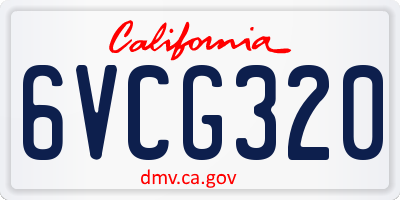 CA license plate 6VCG320
