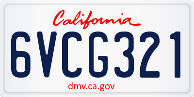 CA license plate 6VCG321