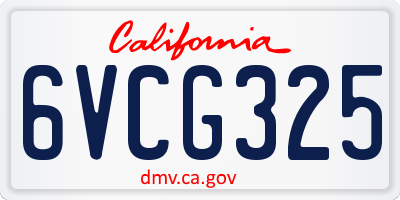 CA license plate 6VCG325