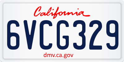 CA license plate 6VCG329