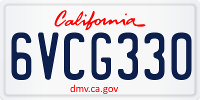 CA license plate 6VCG330