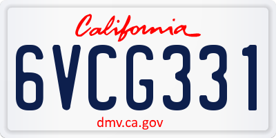 CA license plate 6VCG331