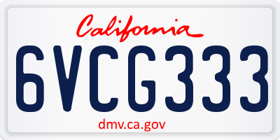 CA license plate 6VCG333