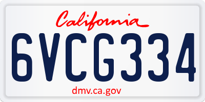 CA license plate 6VCG334