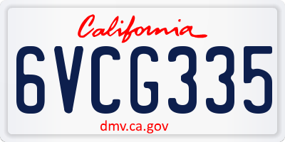 CA license plate 6VCG335