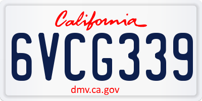 CA license plate 6VCG339