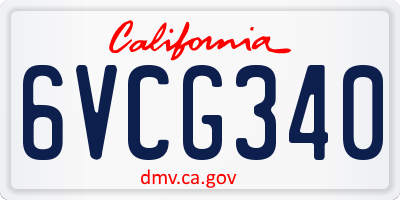 CA license plate 6VCG340
