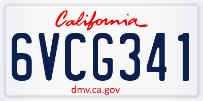 CA license plate 6VCG341