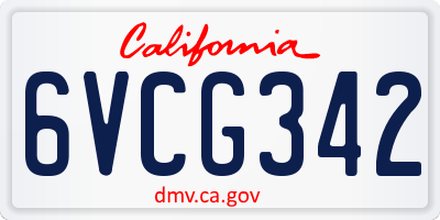 CA license plate 6VCG342