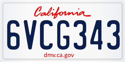CA license plate 6VCG343