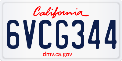 CA license plate 6VCG344