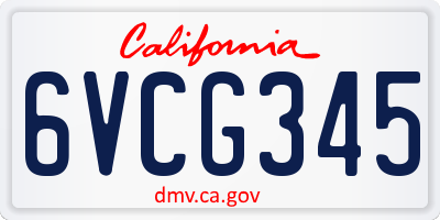 CA license plate 6VCG345