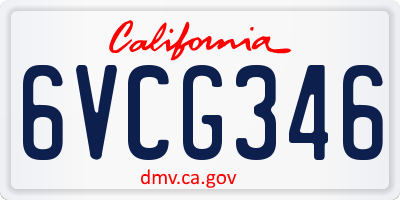 CA license plate 6VCG346
