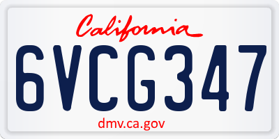 CA license plate 6VCG347
