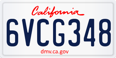 CA license plate 6VCG348