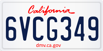 CA license plate 6VCG349
