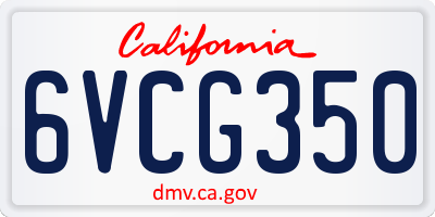 CA license plate 6VCG350
