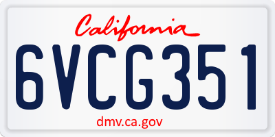 CA license plate 6VCG351