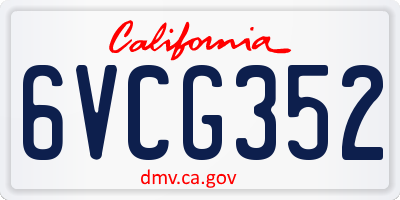 CA license plate 6VCG352