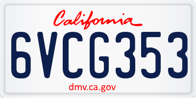 CA license plate 6VCG353
