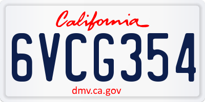 CA license plate 6VCG354