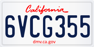 CA license plate 6VCG355