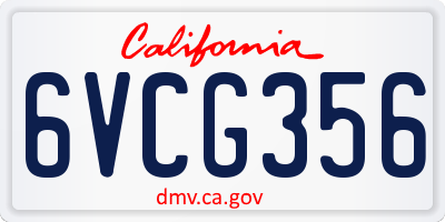 CA license plate 6VCG356