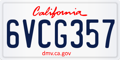 CA license plate 6VCG357