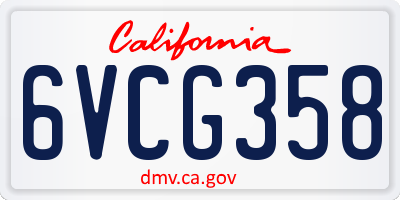 CA license plate 6VCG358