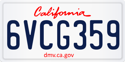 CA license plate 6VCG359