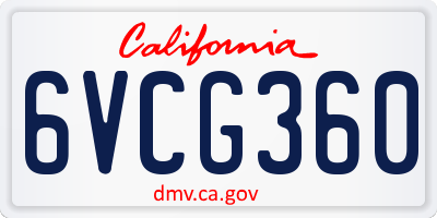 CA license plate 6VCG360