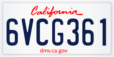 CA license plate 6VCG361