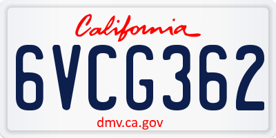 CA license plate 6VCG362
