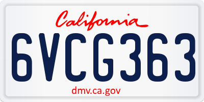 CA license plate 6VCG363