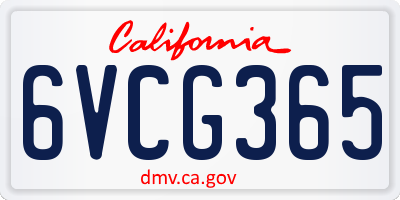 CA license plate 6VCG365