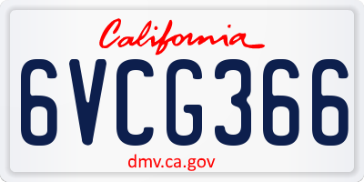 CA license plate 6VCG366