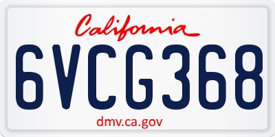 CA license plate 6VCG368