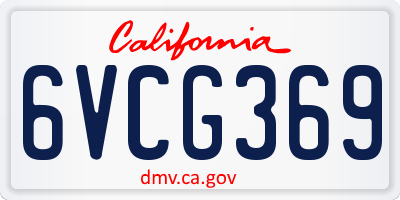 CA license plate 6VCG369