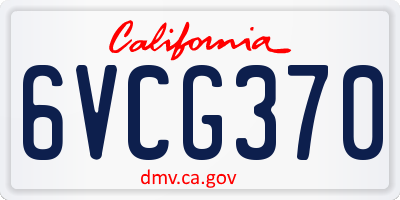 CA license plate 6VCG370