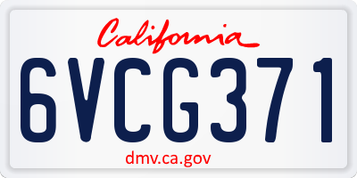 CA license plate 6VCG371