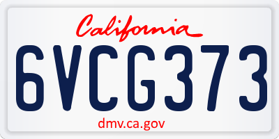 CA license plate 6VCG373