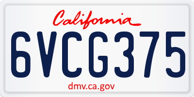 CA license plate 6VCG375