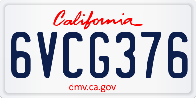 CA license plate 6VCG376