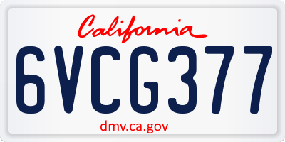 CA license plate 6VCG377