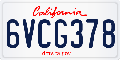 CA license plate 6VCG378