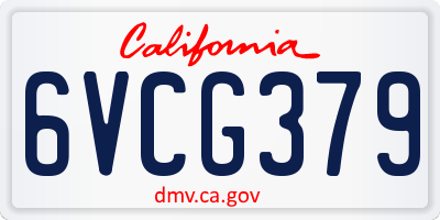CA license plate 6VCG379