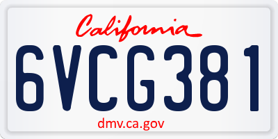 CA license plate 6VCG381