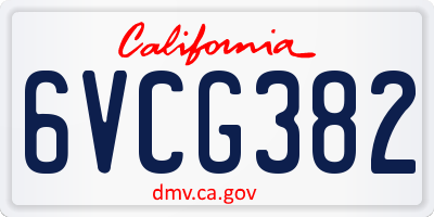 CA license plate 6VCG382
