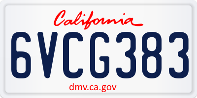 CA license plate 6VCG383