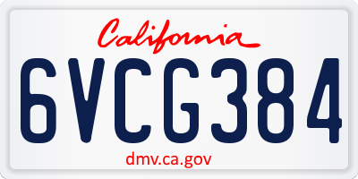 CA license plate 6VCG384